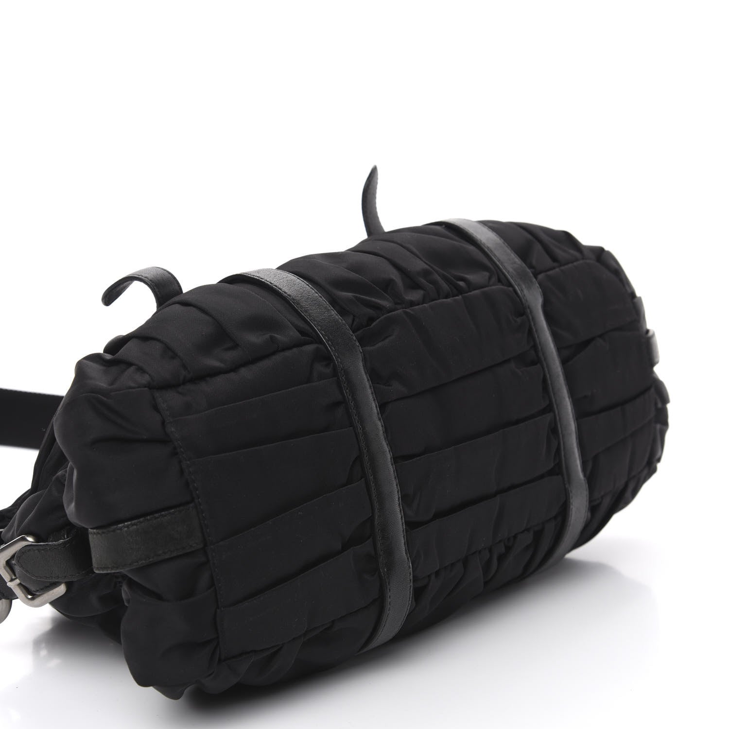 Prada Tessuto Nylon Nappa Braided Gaufre Shoulder Bag Black 4 of 9