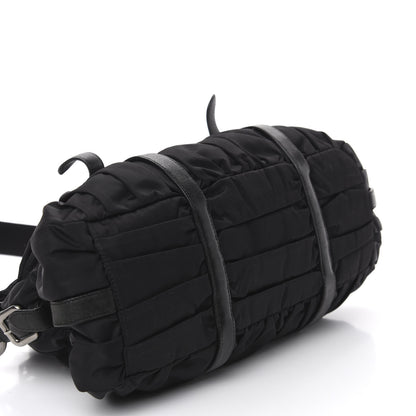 Prada Tessuto Nylon Nappa Braided Gaufre Shoulder Bag Black 4 of 9