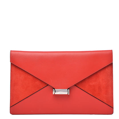 Celine Box Calfskin Suede Diamond Clutch Red 1 of 7