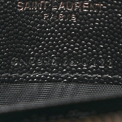 Saint Laurent Grain De Poudre Matelasse Chevron Monogram Monochrome Envelope Chain Wallet Black 7 of 20