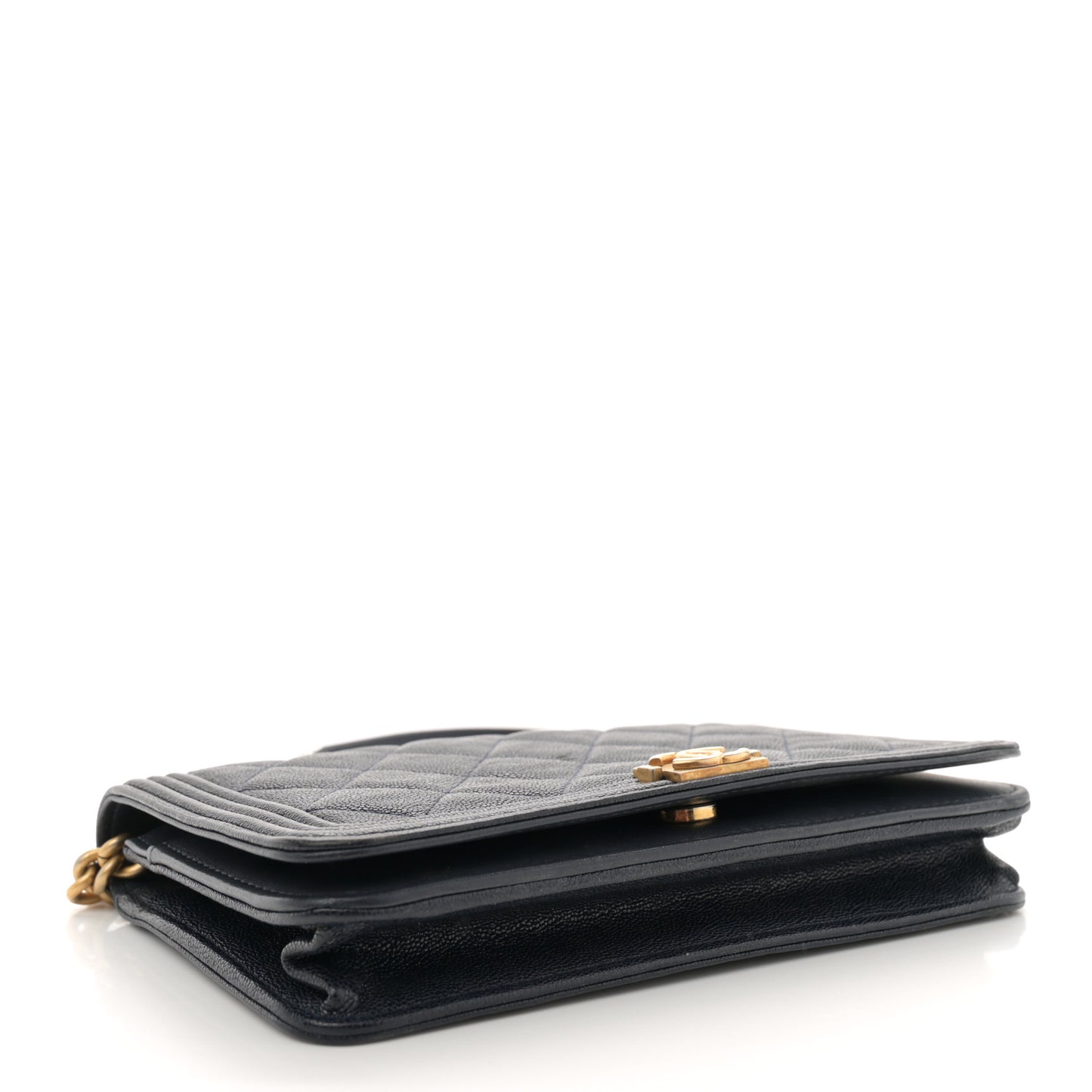 Caviar Quilted Boy Wallet On Chain WOC Navy