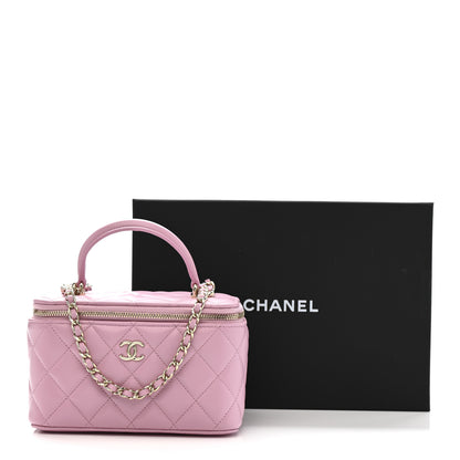 Chanel Lambskin Quilted Small Top Handle Vanity Case With Chain Pink 12 of 12