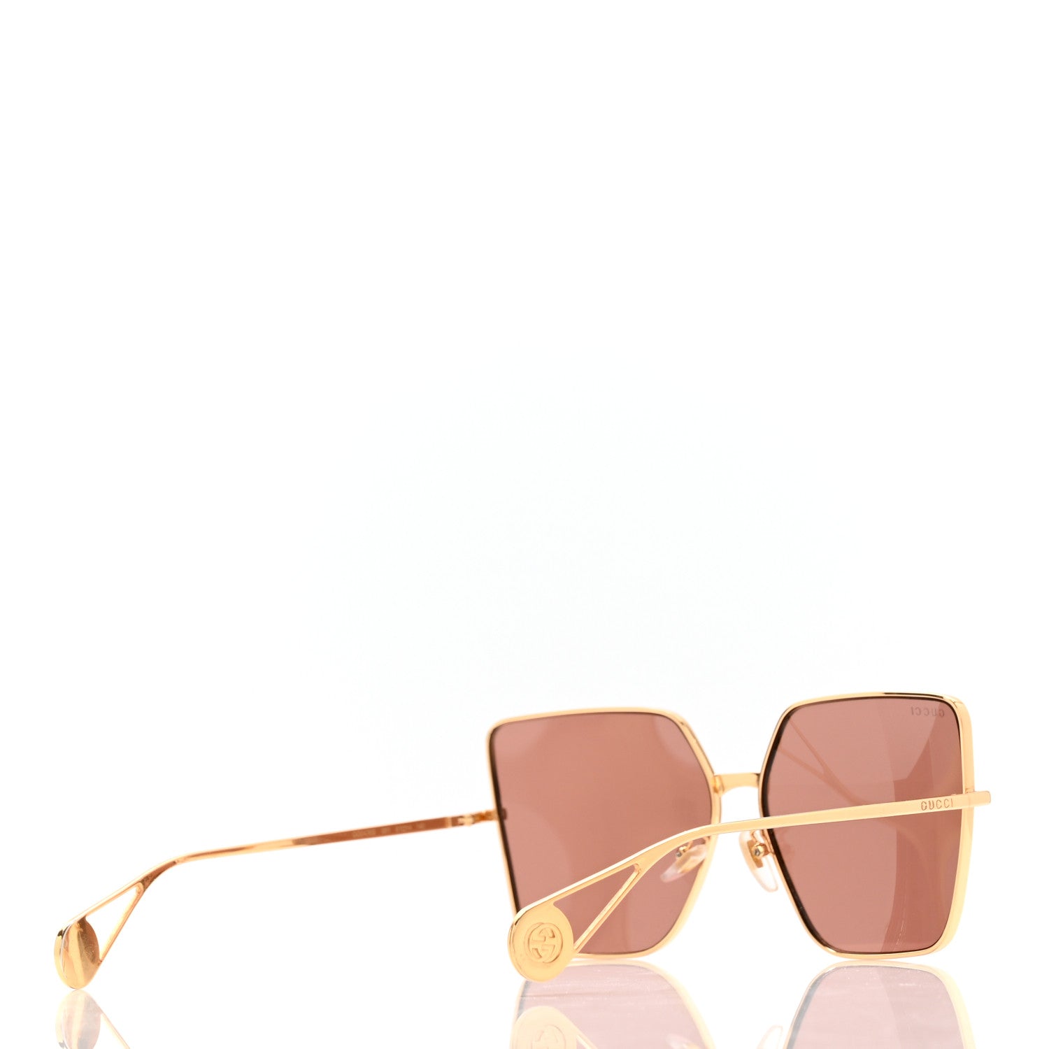 Gucci Metal Square Frame Sunglasses GG0436S Gold Pink 4 of 10