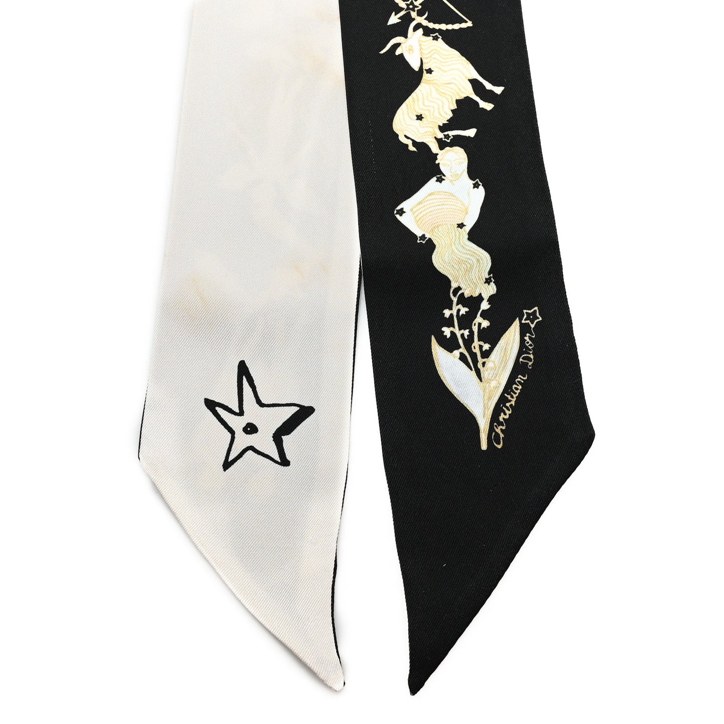 Silk Mitzah Scarf Black White