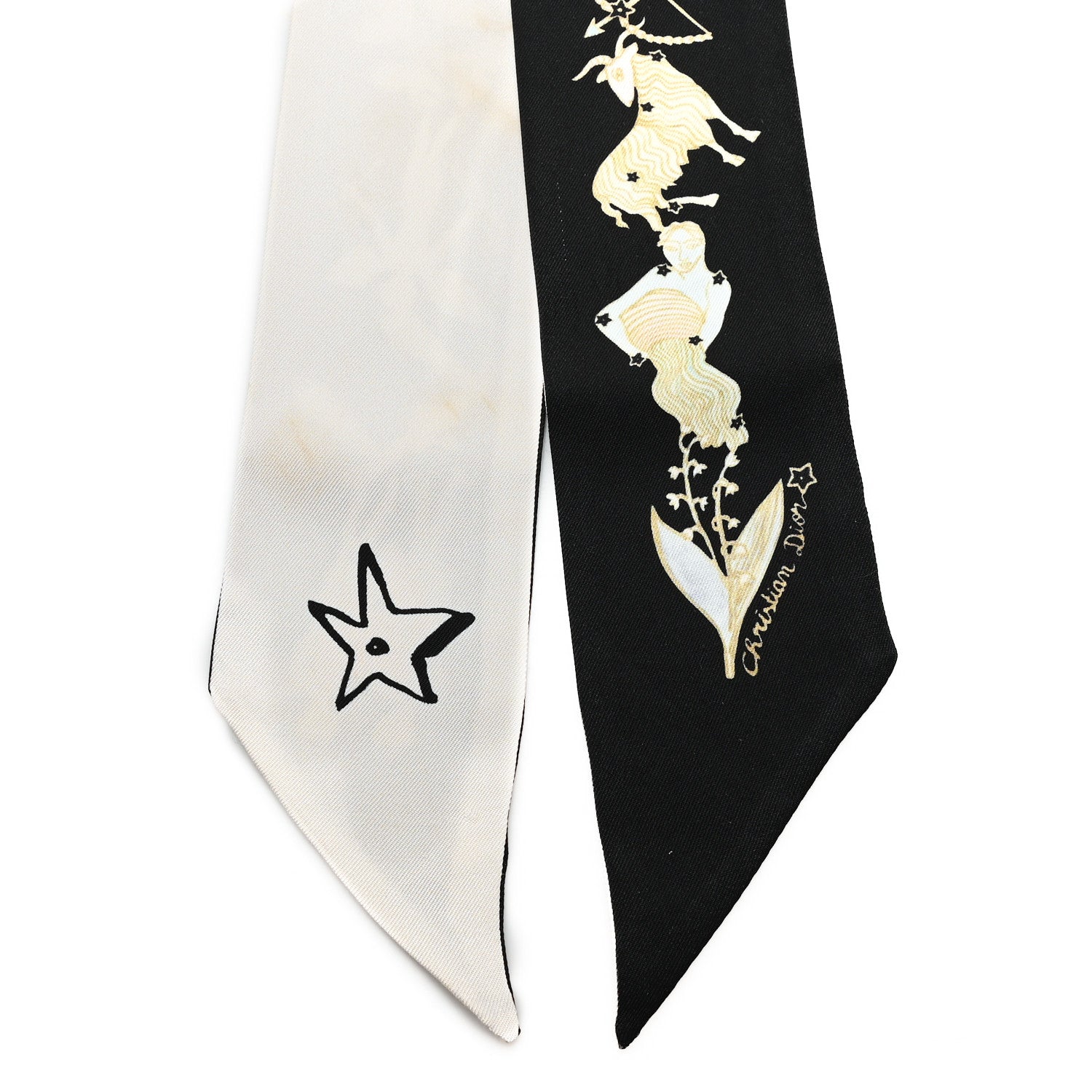 Christian Dior Silk Mitzah Scarf Black White 2 of 3