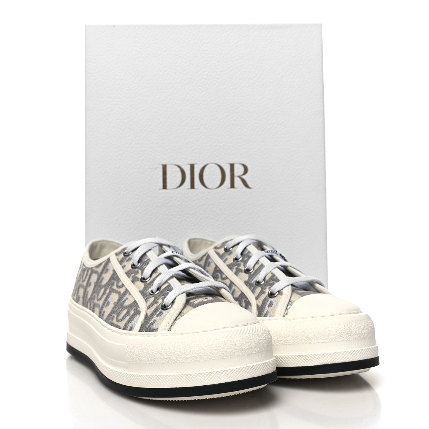 Canvas Oblique Walk Dior Low Top Sneakers 36 Grey Stone