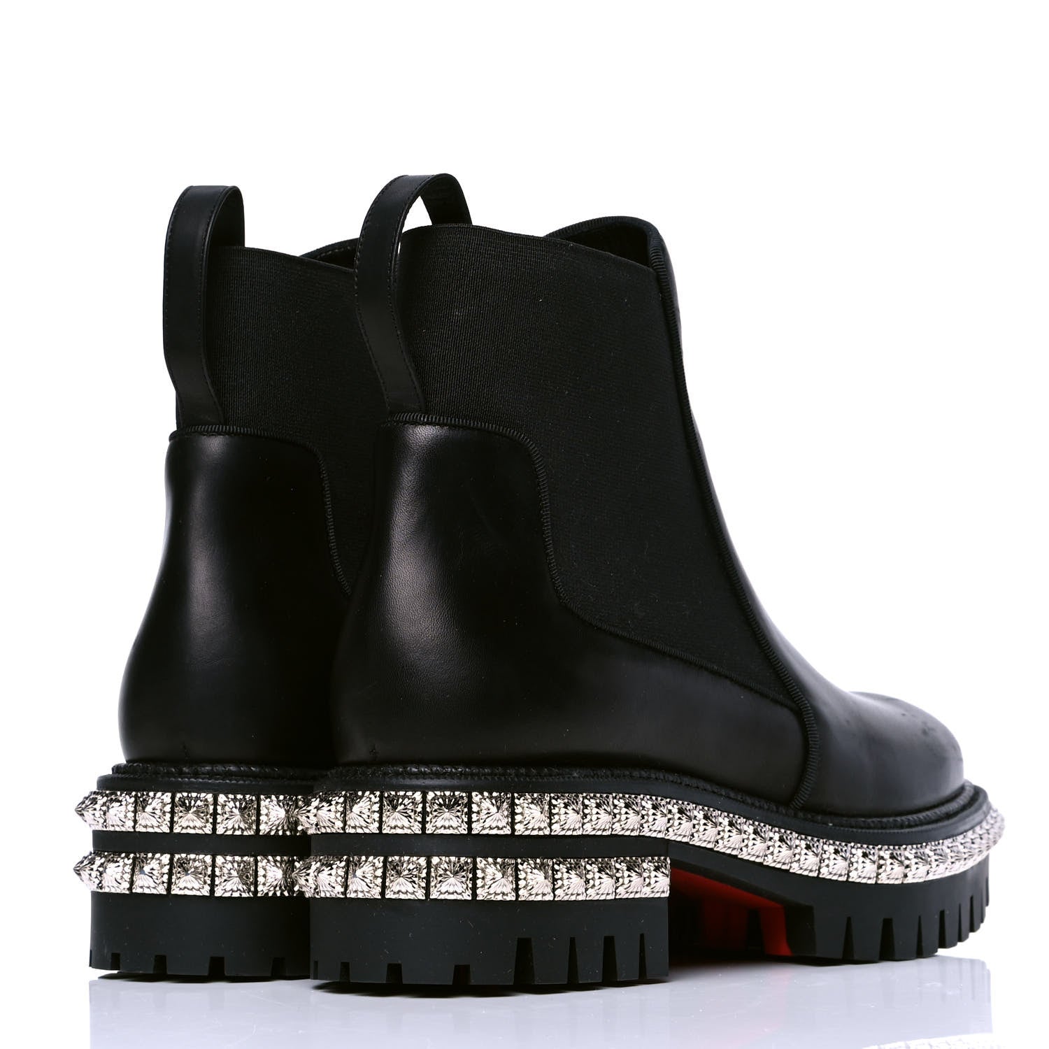Christian Louboutin Calfskin Ingrassato Studded By The River 50 Flat Chelsea Boots 37 Black 3 of 4