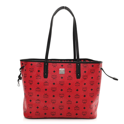 MCM Visetos Medium Project Reversible Shopper Tote Ruby Red Black 1 of 17