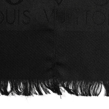 Louis Vuitton Silk Wool Monogram Shawl Black 5 of 5