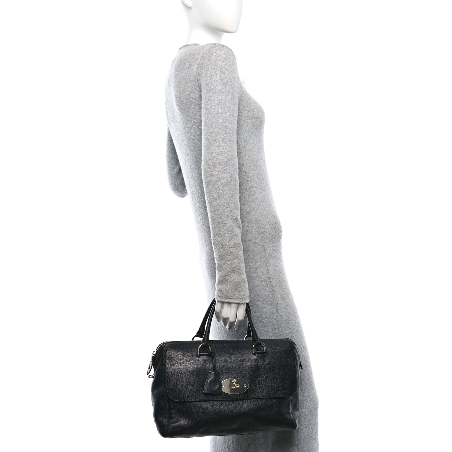 Glossy Goatskin Medium Del Rey Satchel Black