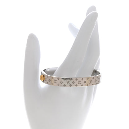 Louis Vuitton Brass Palladium Plated Nanogram Cuff S Silver 2 of 7