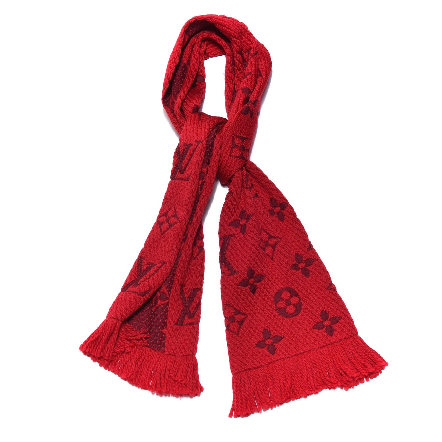 Wool Silk Logomania Scarf Rubis