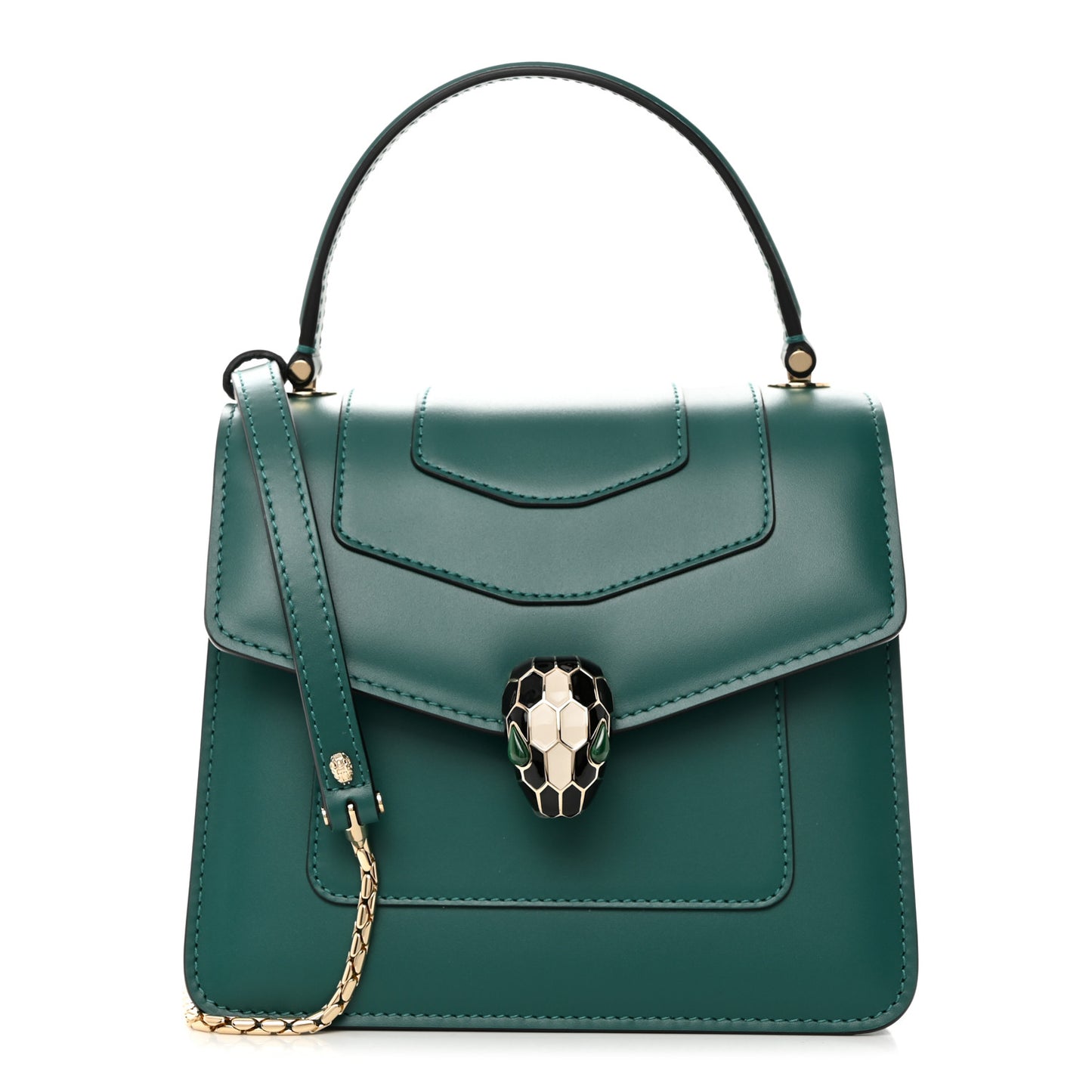 Calfskin Serpenti Forever Top Handle Emerald Green