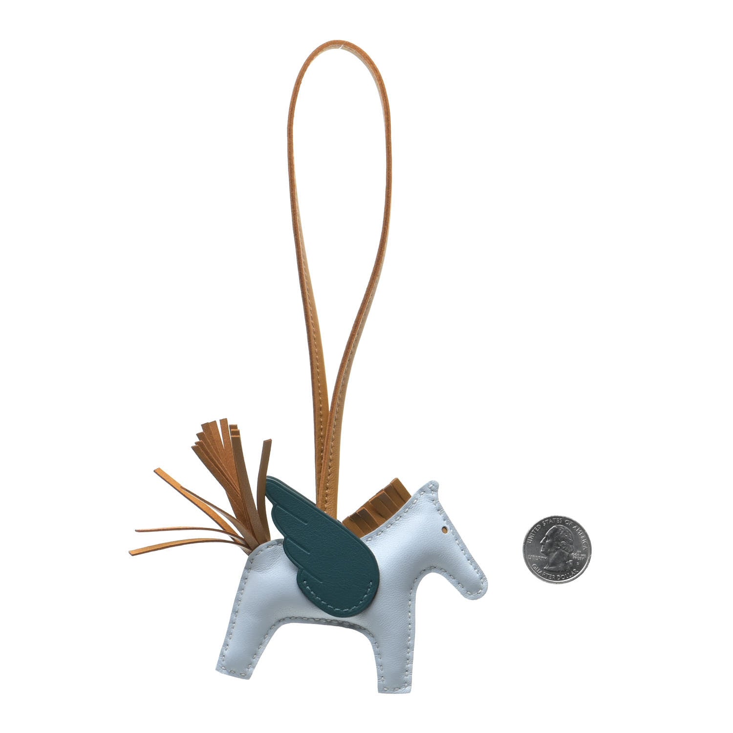 Hermes Milo Lambskin Grigri Rodeo Pegase Horse Bag Charm PM Bleu Brume Sesame Vert Bosphore 2 of 4