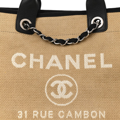 Chanel Canvas Medium Deauville Tote Beige Black 8 of 11