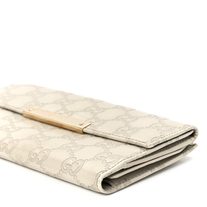 Gucci Guccissima Margaux Calfskin Metal Bar Continental Flap Wallet Mystic White 13 of 13