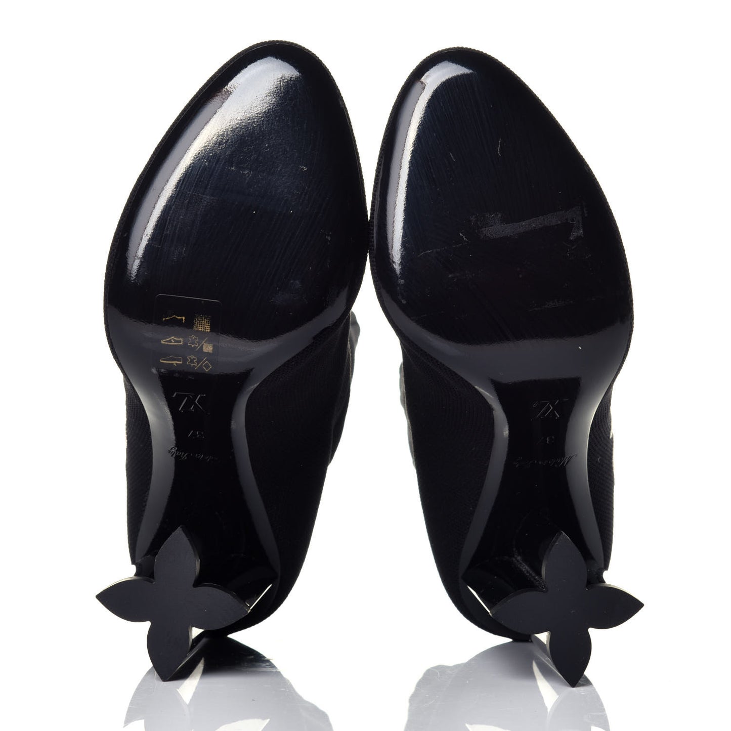 Stretch Fabric Silhouette Ankle Boots 37 Black