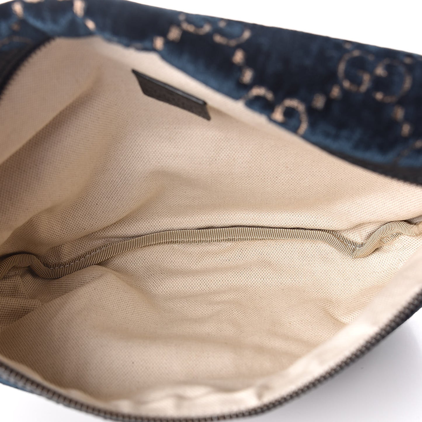 Velvet GG Monogram Web Belt Bag Blue Beige