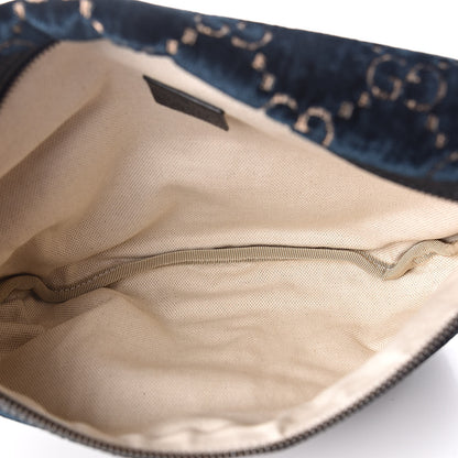 Gucci Velvet GG Monogram Web Belt Bag Blue Beige 5 of 10