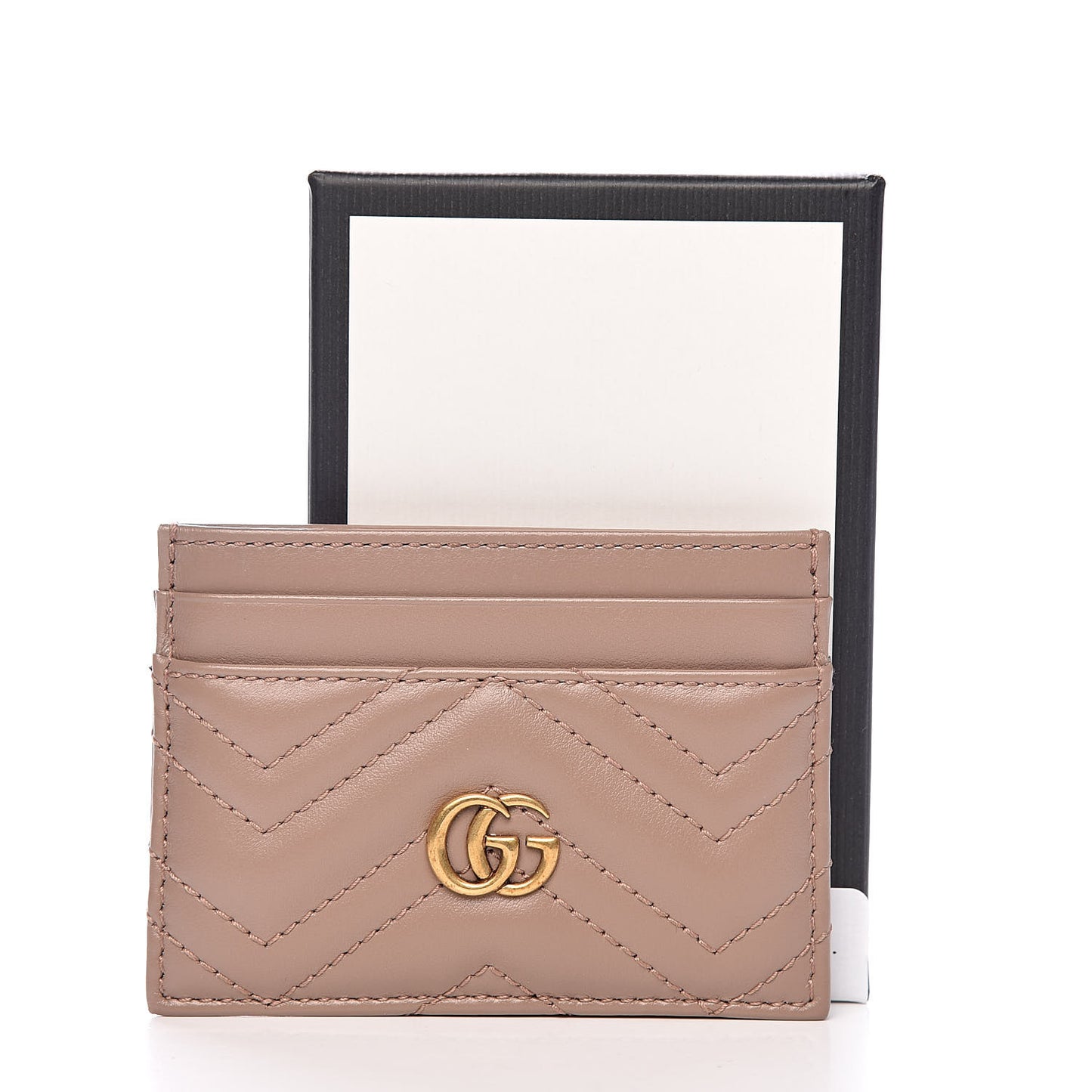 Calfskin Matelasse GG Marmont Card Holder Porcelain Rose