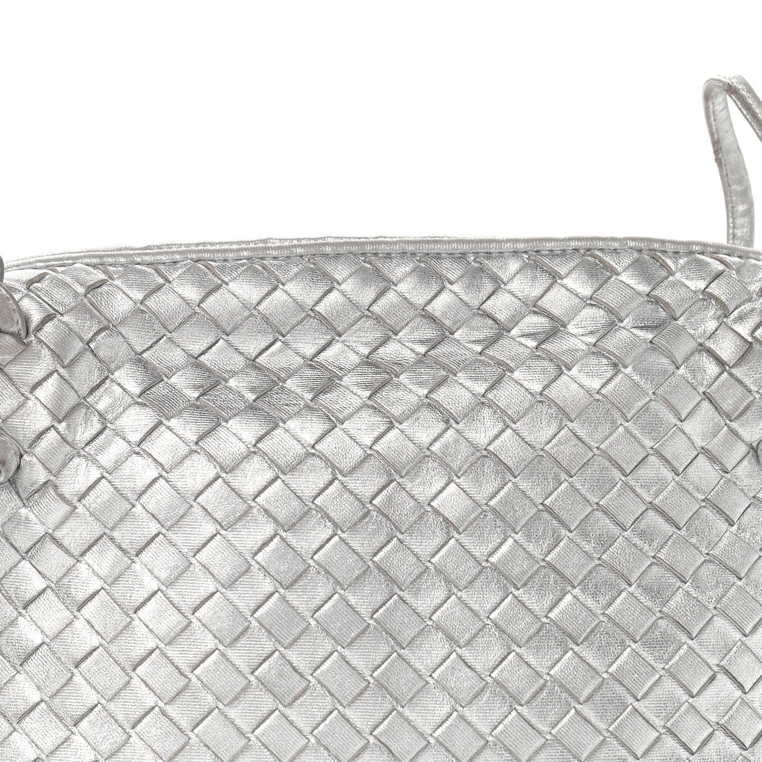 Bottega Veneta Metallic Nappa Intrecciato Nodini Crossbody Messenger Silver 8 of 11