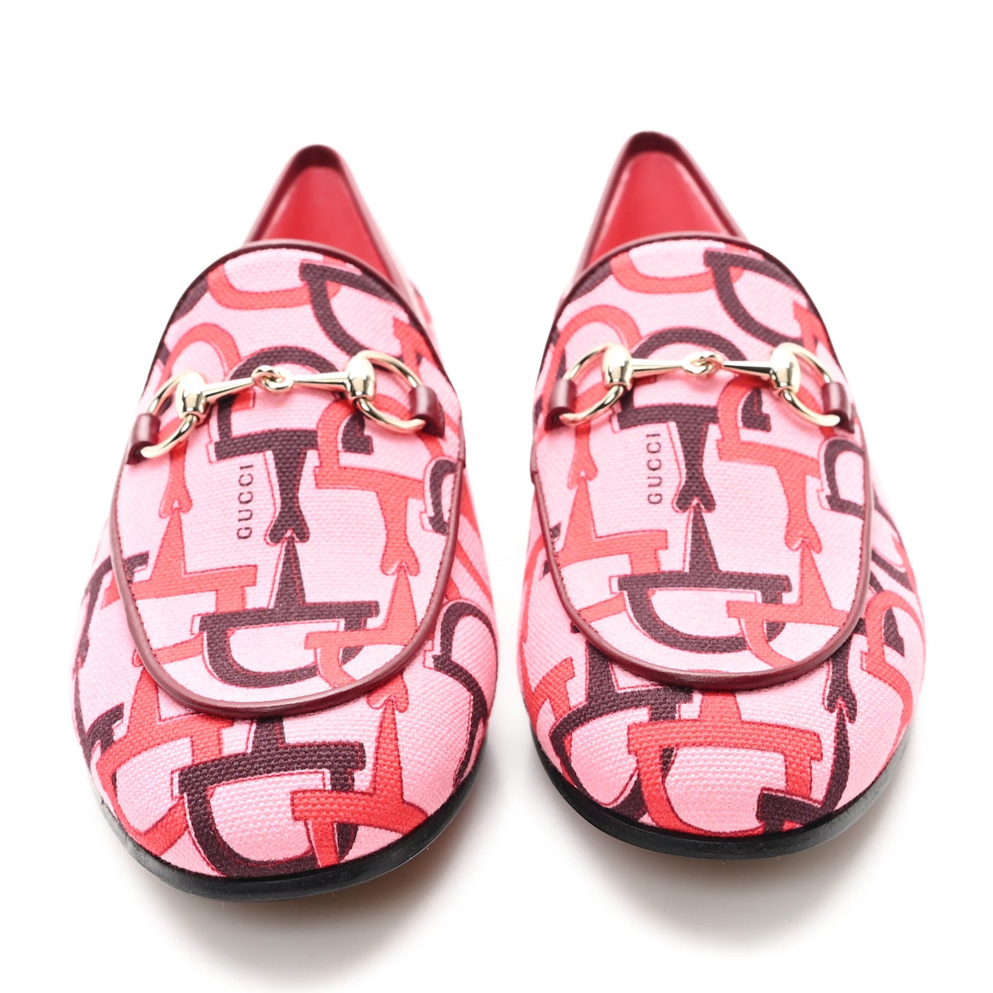 Betis Glamour Canvas Horsebit Print Womens Jordaan Loafers 36 Pink Rosso Ancora