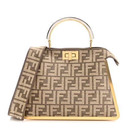 Fendi Chenille Suede Metal FF Small Peekaboo I SEE U Satchel Tortora Nuvola 1 of 11
