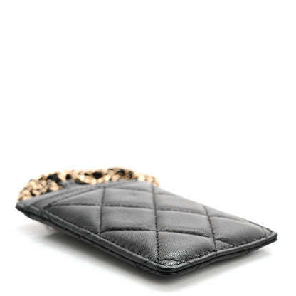 Chanel Lambskin Quilted Glitter Card Holder On Chain Black 4 of 11