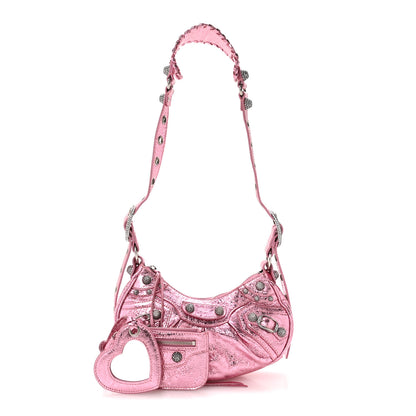 Balenciaga Metallic Agneau Arena Crystal Le Cagole Shoulder Bag XS Met Pink 3 of 11