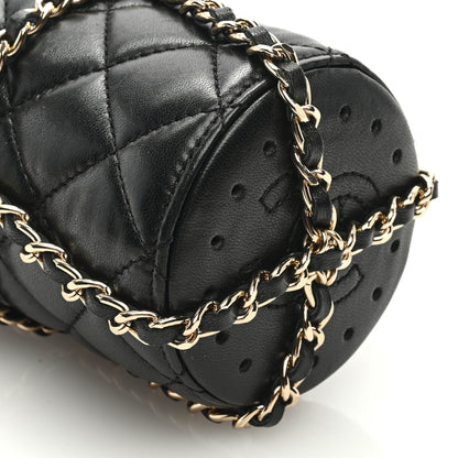 Chanel Lambskin Quilted CC To Drink Water Bottle Black Gold 7 of 11