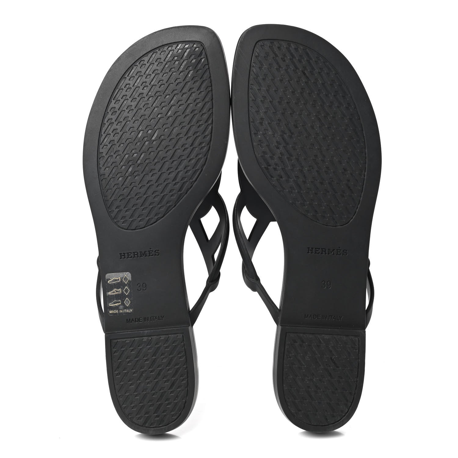 Hermes Rubber Womens Egerie Sandals 39 Black 5 of 8