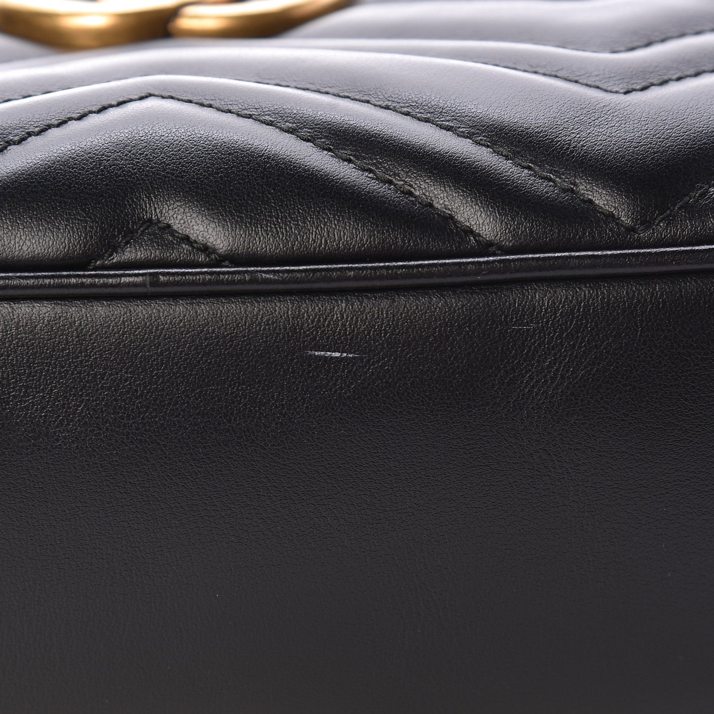 Calfskin Matelasse Small GG Marmont Chain Shoulder Bag Black