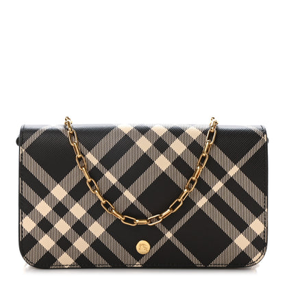 Burberry Check Chain Strap Wallet Black Calico 1 of 9