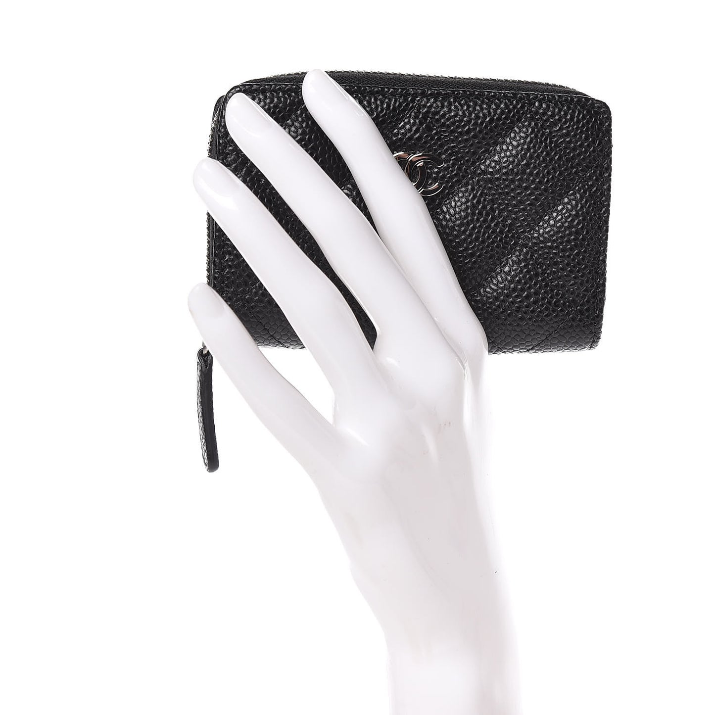 Caviar Quilted Zip Coin Purse Black