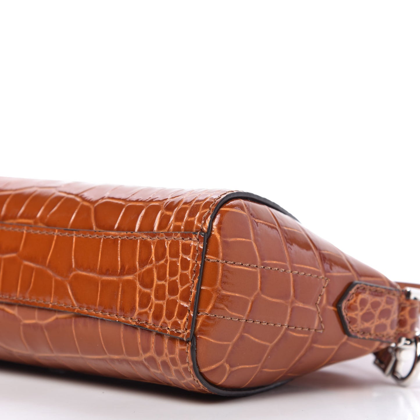Calfskin Crocodile Embossed Nano Antigona Tan