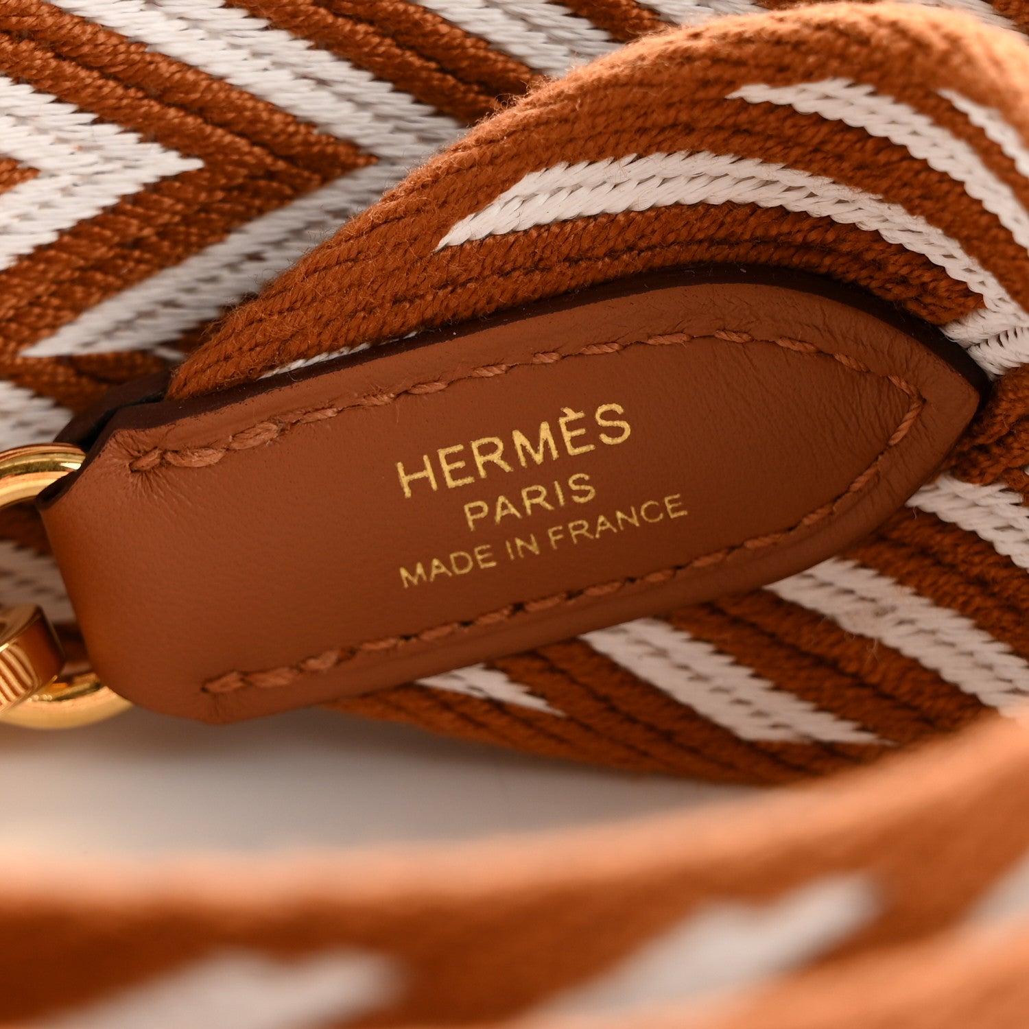 Hermes Toile Swift 50mm Sangle ZigZag Shoulder Strap Gold White 4 of 6