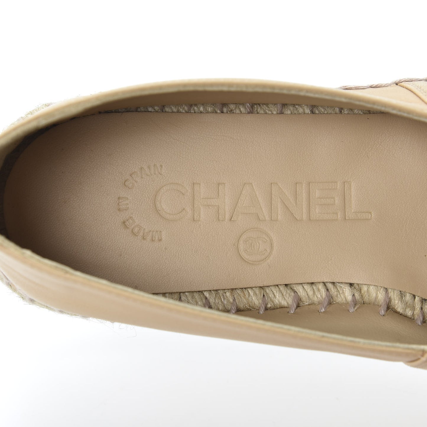 Lambskin CC Espadrilles 36 Beige Black