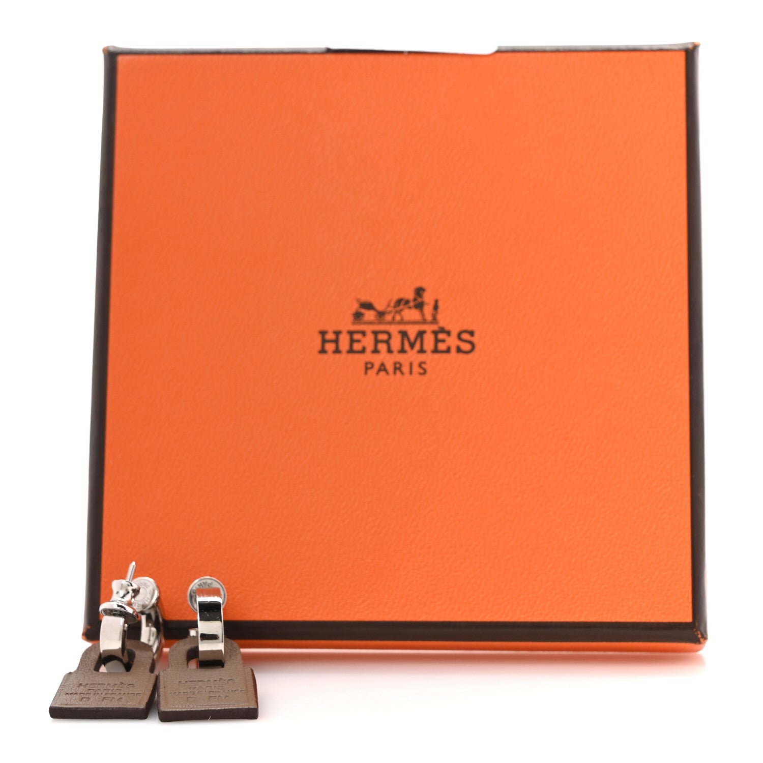 Hermes Palladium Swift O'Kelly Earrings Etoupe 5 of 5