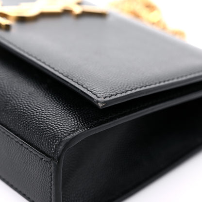 Saint Laurent Grain De Poudre Small Monogram Kate Satchel Black 9 of 12