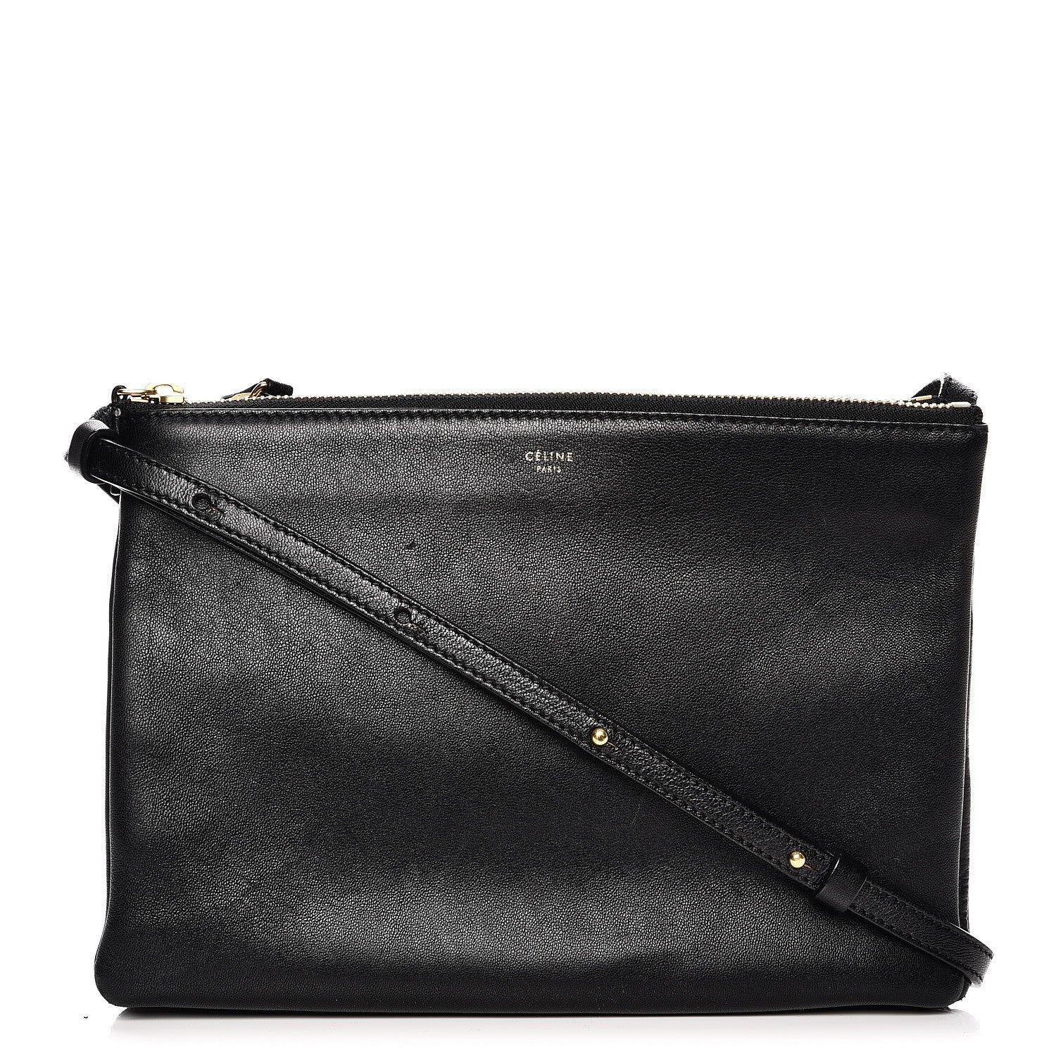 Celine Lambskin Large Trio Crossbody Bag Black 1 of 12