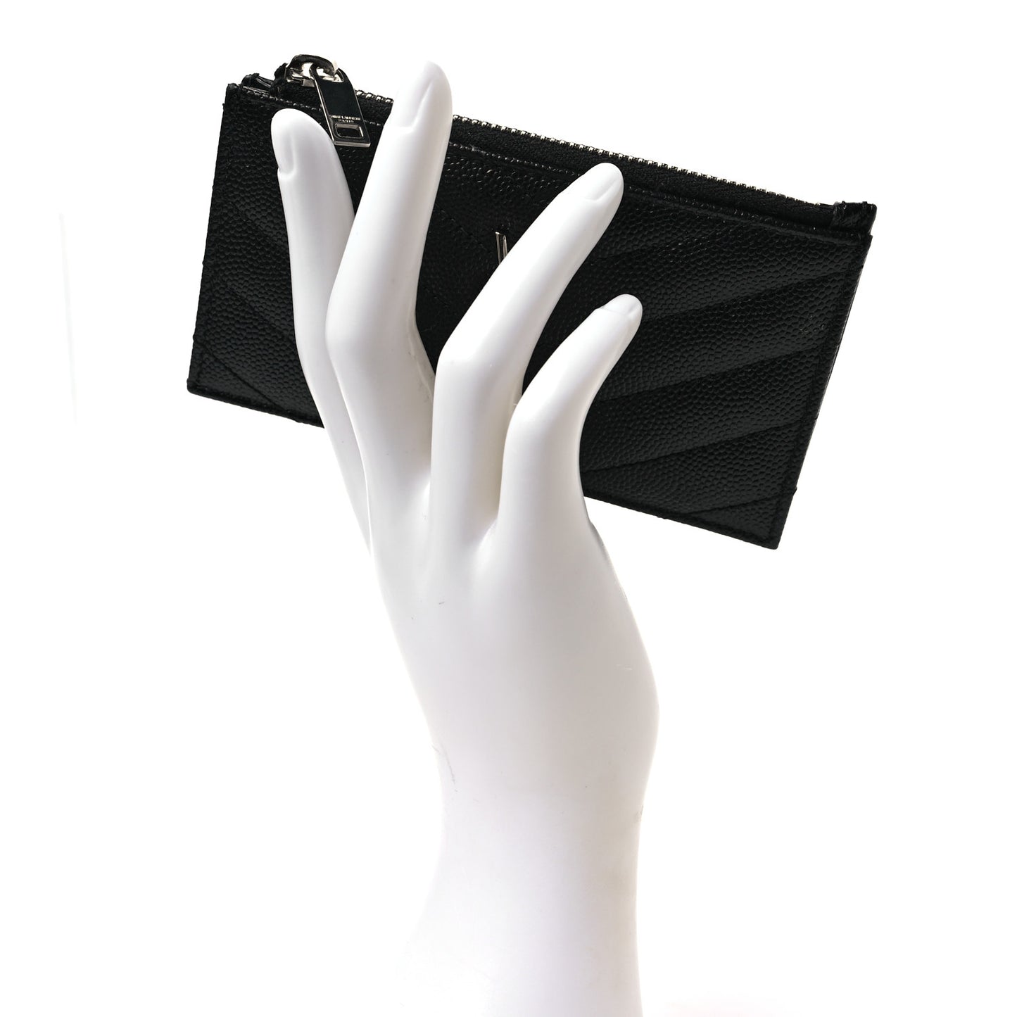Grain De Poudre Matelasse Chevron Monogram Fragments Zippered Card Case Black