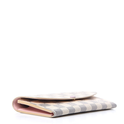 Louis Vuitton Damier Azur Emilie Wallet Rose Ballerine 4 of 17
