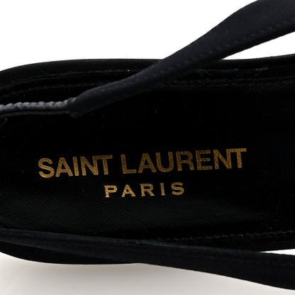 Saint Laurent Crepe De Chine Vivi 10 Plate Slingback Flats 37.5 Black 8 of 9