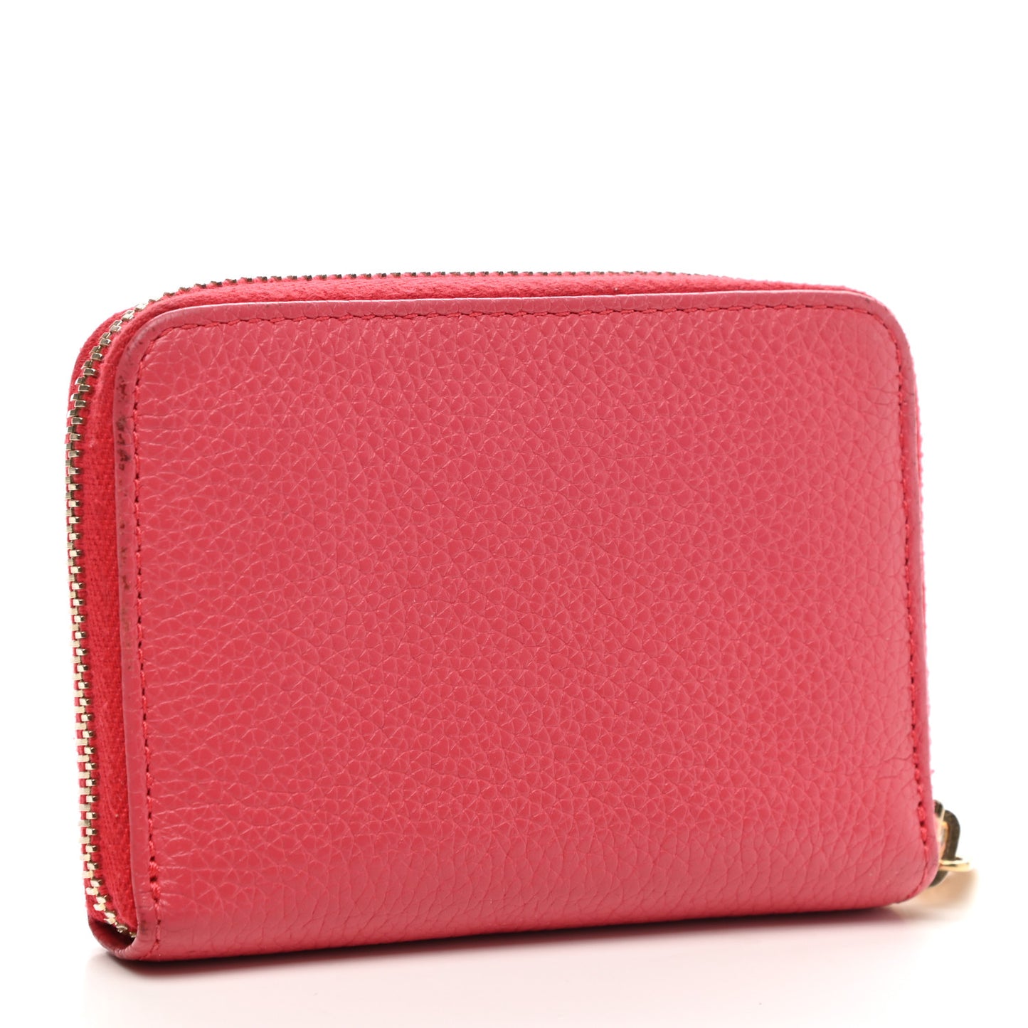 Small Classic Grain Compact Zip Wallet Deep Pink