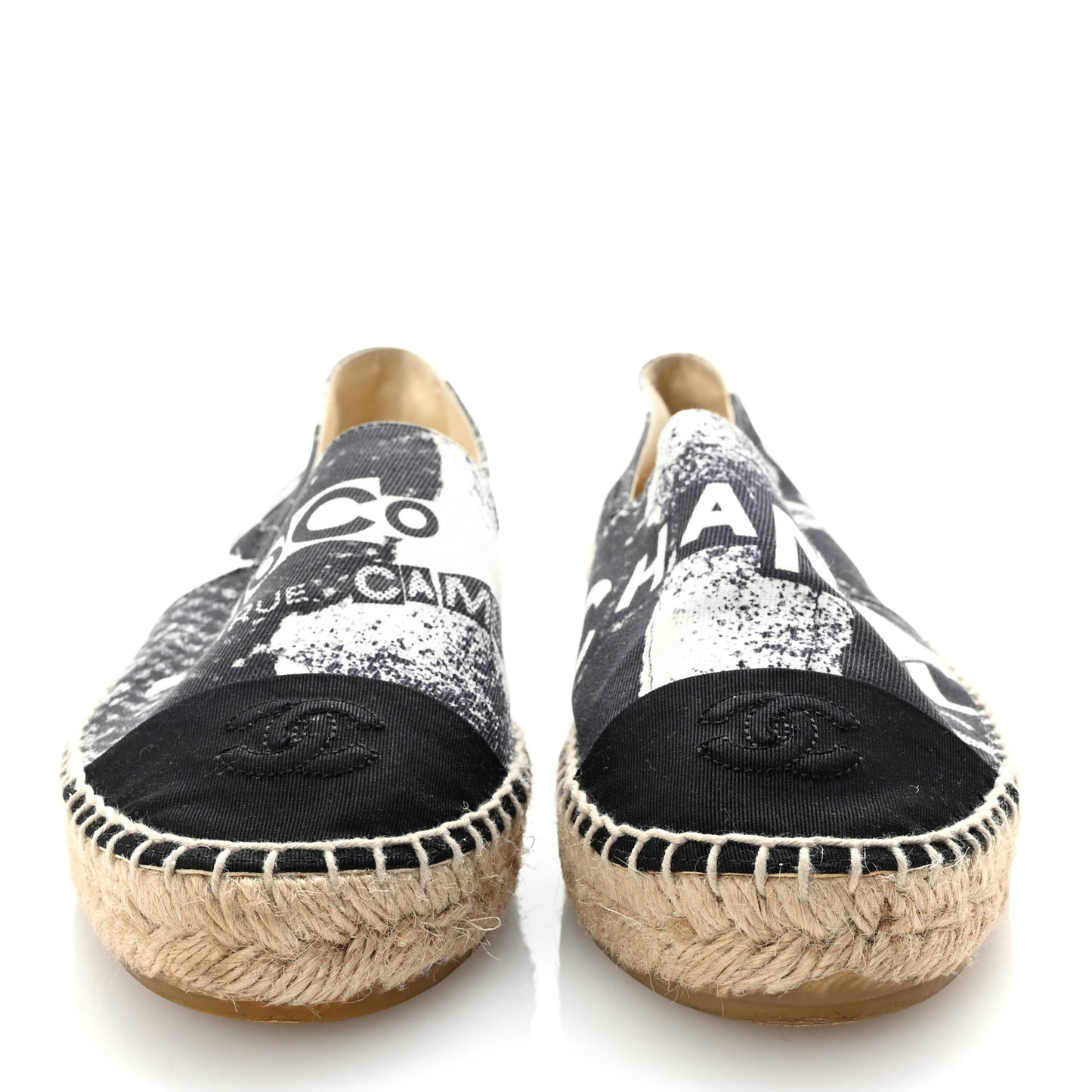 Printed Canvas Grosgrain 31 Rue Cambon Espadrilles 38 Black White