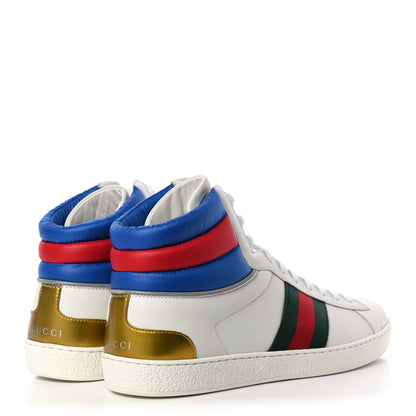 Gucci Calfskin Web Mens Ace High Top Sneakers 10.5 White 4 of 8
