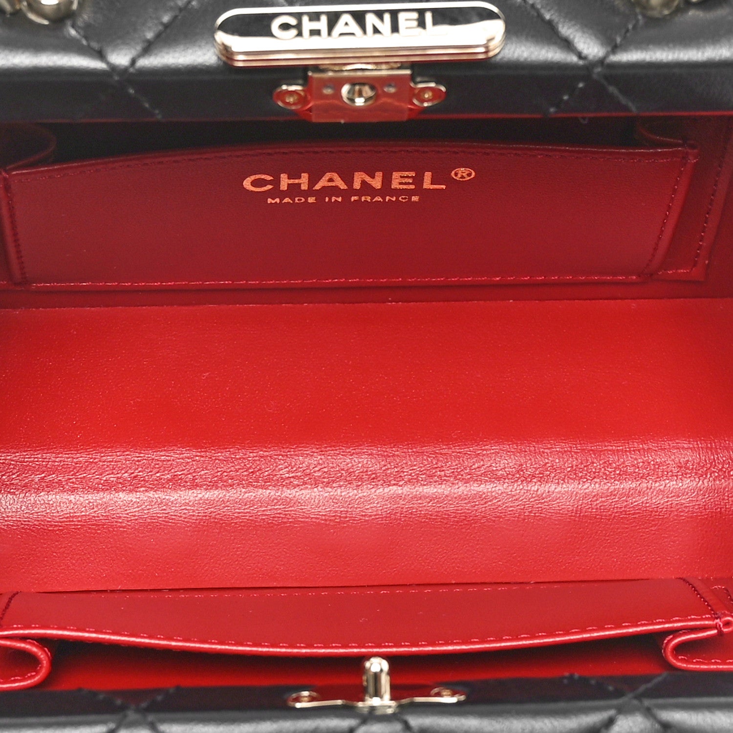 Chanel Lambskin Quilted Small CC Top Handle Box Bag Black 5 of 10