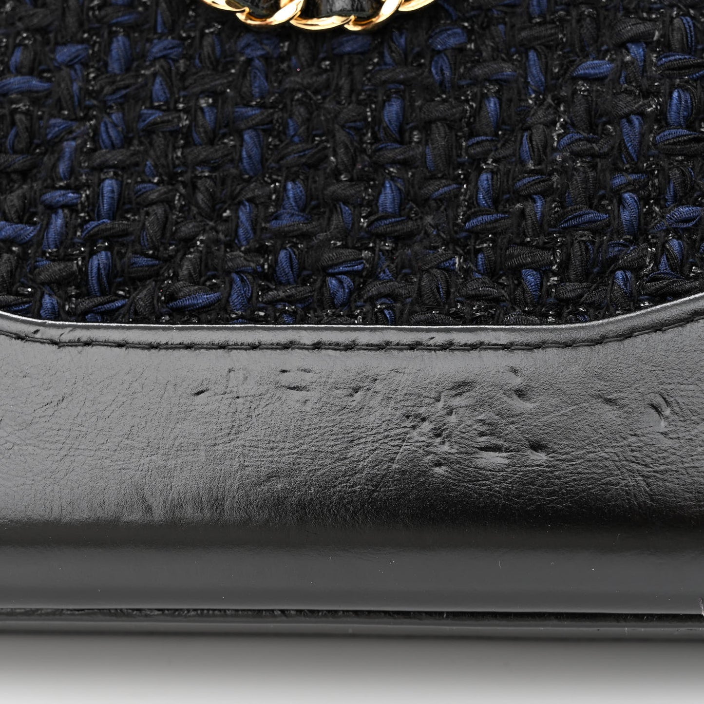 Tweed Calfskin Small Gabrielle Clutch With Chain Black Blue