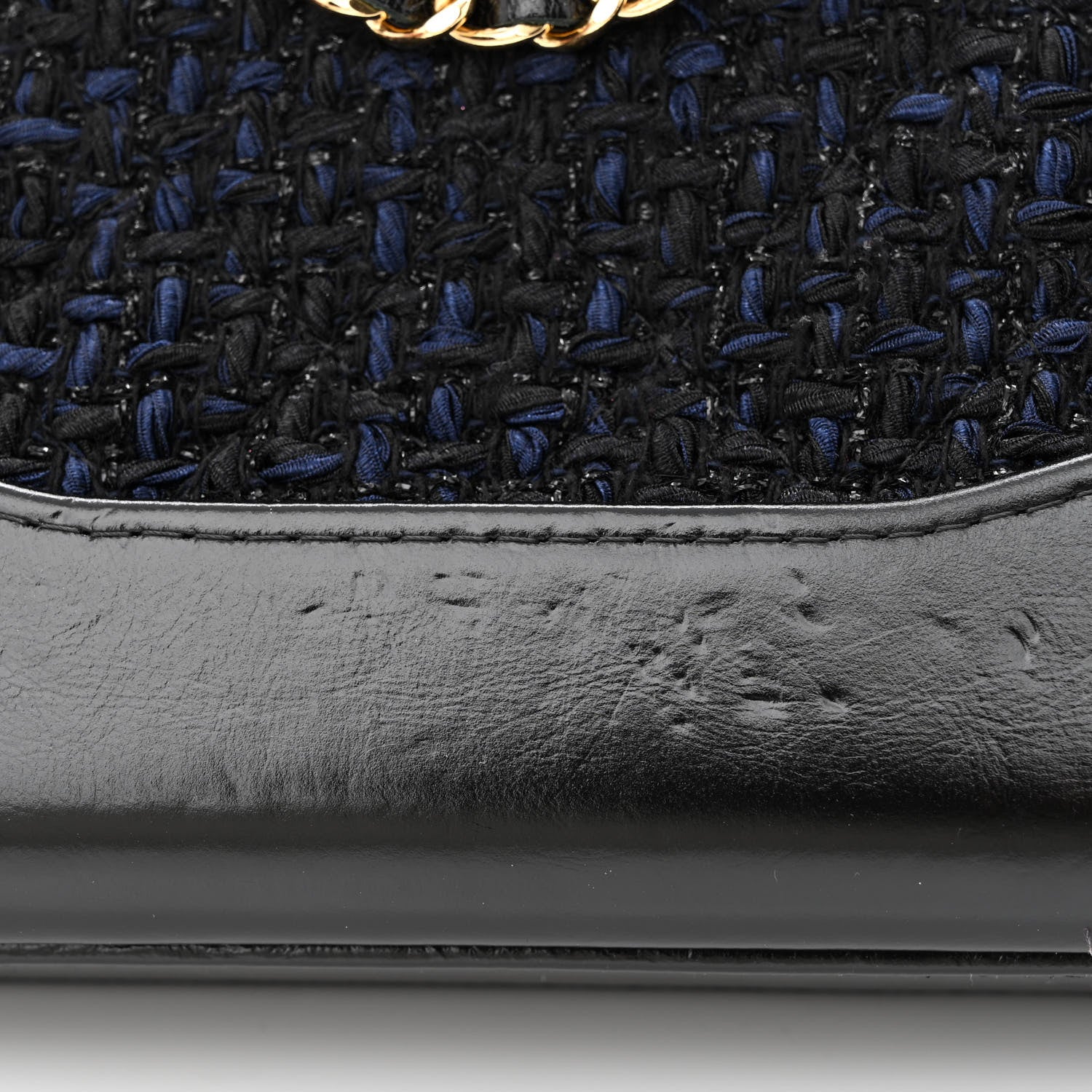 Chanel Tweed Calfskin Small Gabrielle Clutch With Chain Black Blue 15 of 17