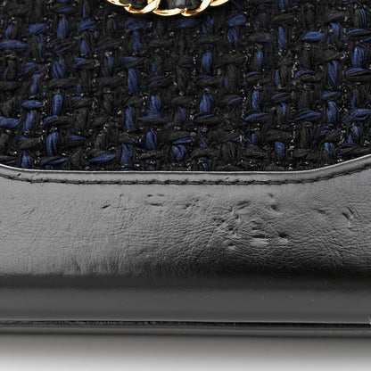 Chanel Tweed Calfskin Small Gabrielle Clutch With Chain Black Blue 15 of 17